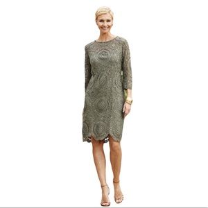 Chico’s Olive Crochet Peasant Dress